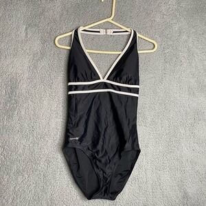 Speedo women's black one piece swimsuit competition halter summer padded 10